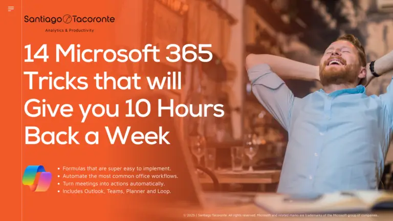 Put your Busy Work in Autopilot, 14 Microsoft 365 Tricks to Automate your Day 4 Microsoft 365 tricks course thumbnail showing 14 productivity strategies to save 10 hours per week