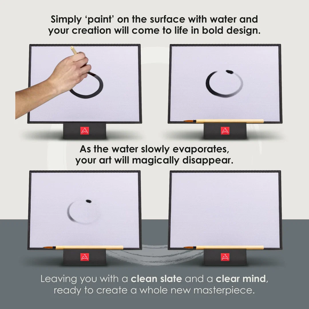 Buddha Board with a thought dissolving into water, from the Let Go Exercise